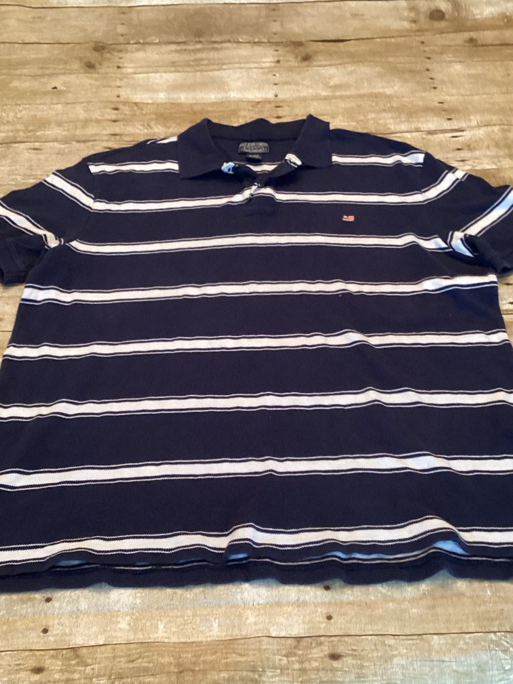Men's Navy Blue Striped Polo Shirt